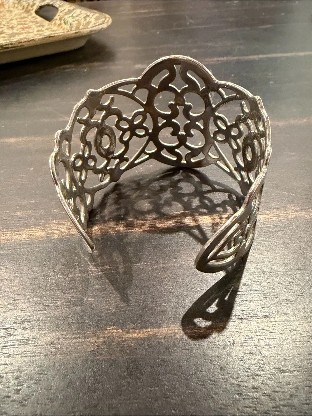 Silver filigree cuff bracelet